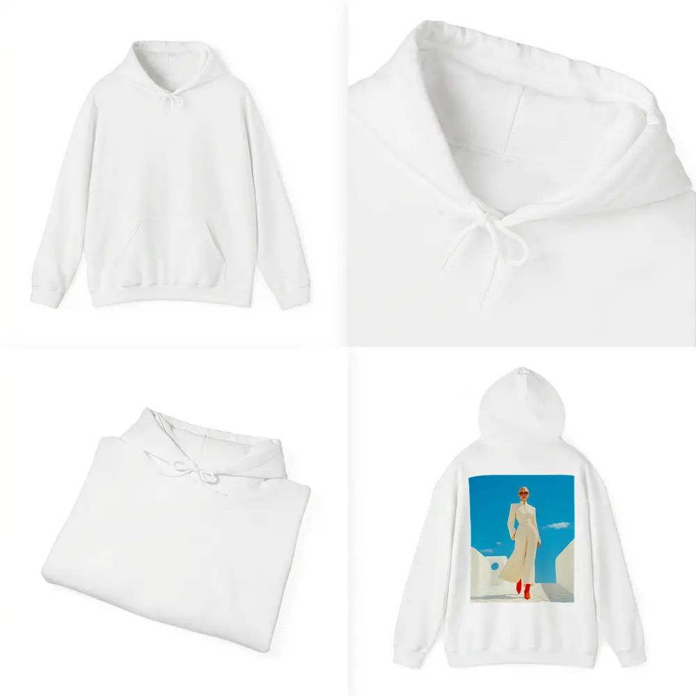 Elegant Woman Cream Outfit Blue Sky – Hoodies