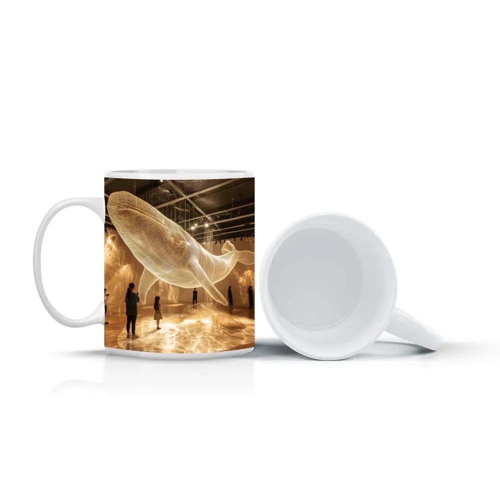 Glowing Wire Mesh Whale Art Installation Gallery – Mugs