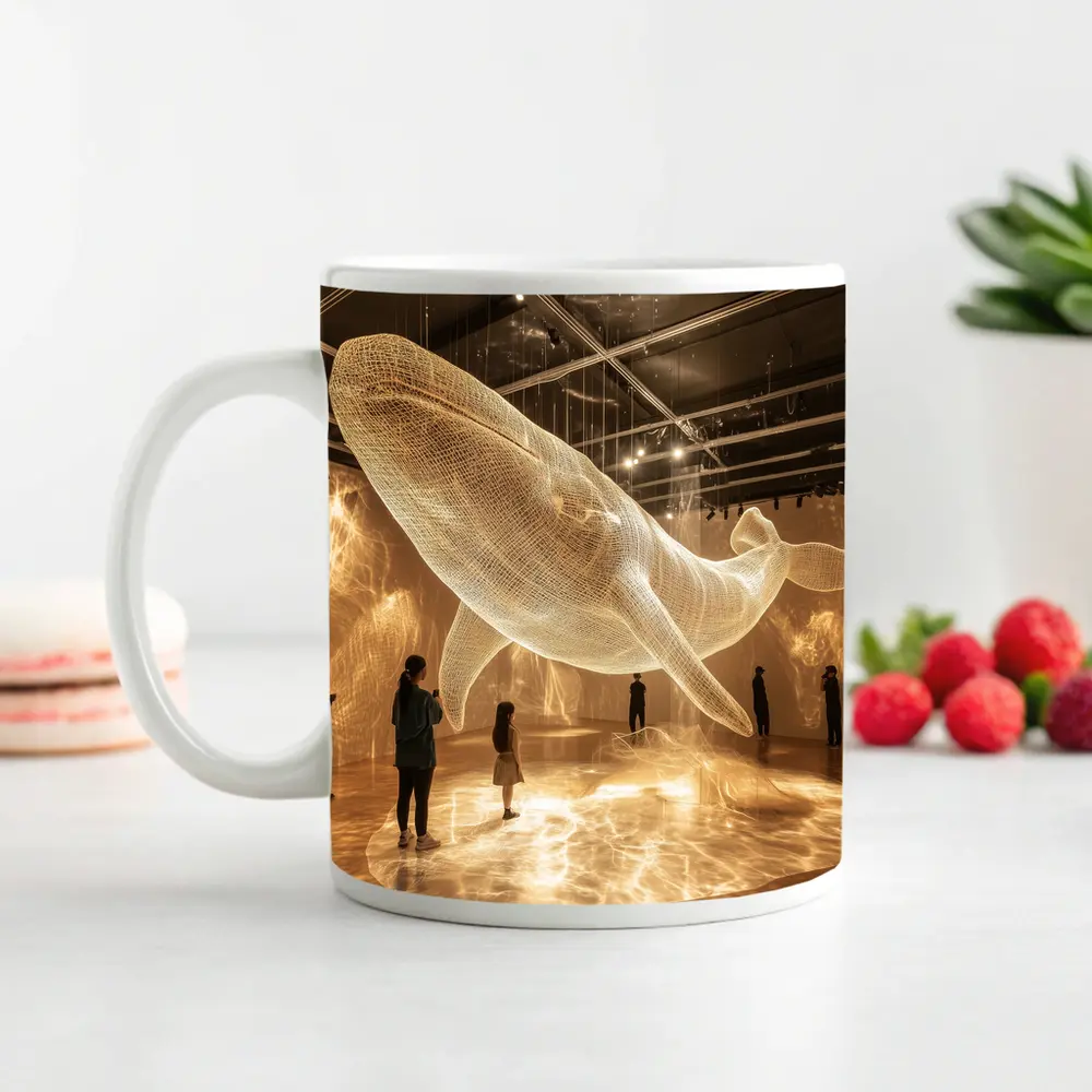 Glowing Wire Mesh Whale Art Installation Gallery – Mugs