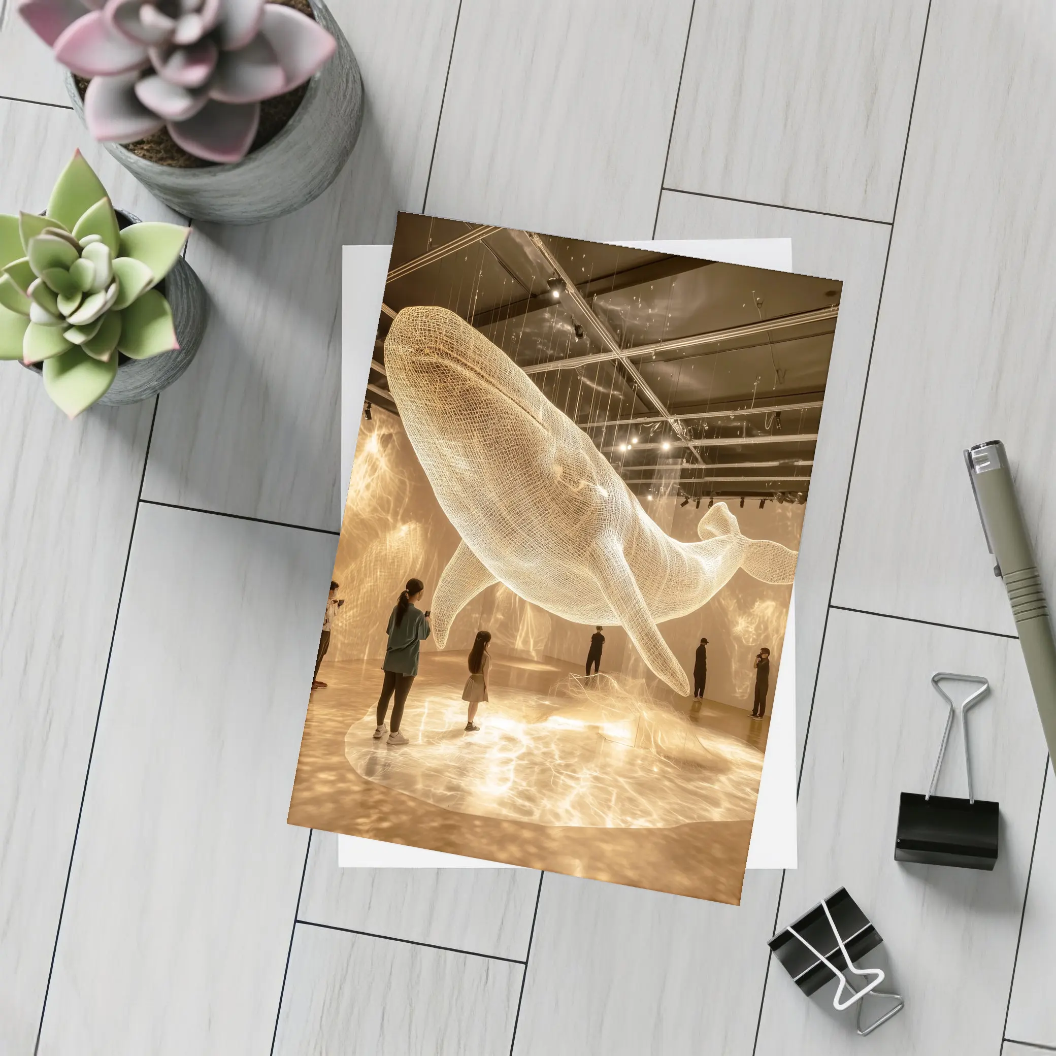 Glowing Wire Mesh Whale Art Installation Gallery – Postcards