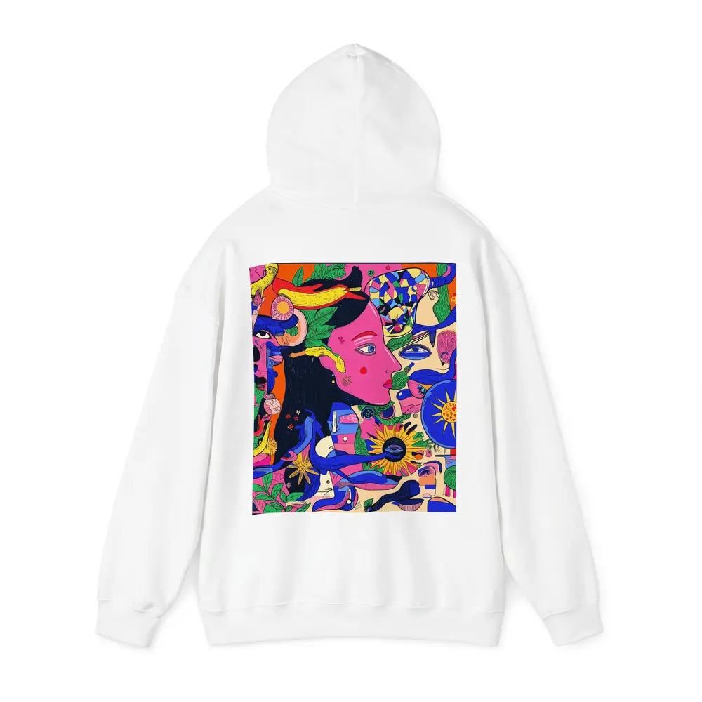 Psychedelic Woman Face Surreal Floral Illustration – Hoodies