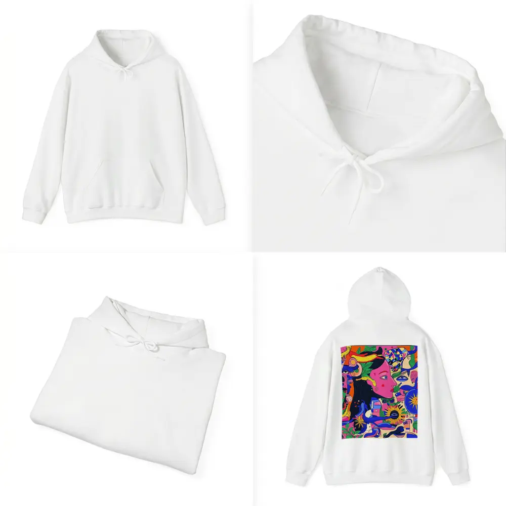 Psychedelic Woman Face Surreal Floral Illustration – Hoodies