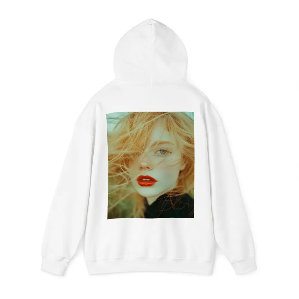 Red Lips Woman Wind Blown Hair Portrait – Hoodies
