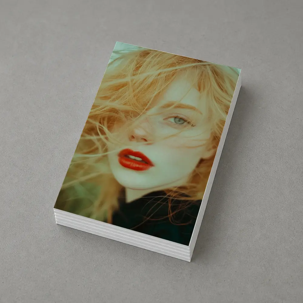 Red Lips Woman Wind Blown Hair Portrait – Postcards