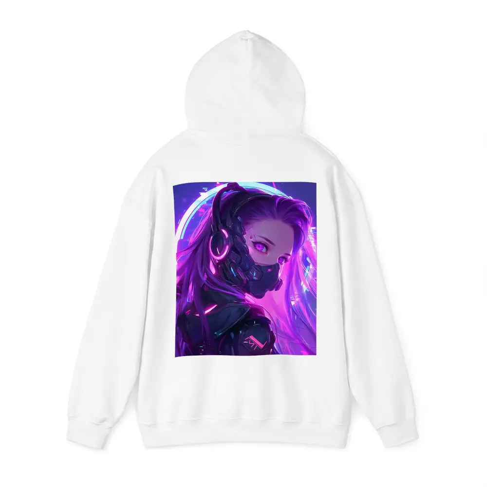 Cyberpunk Anime Girl Neon Purple Glow – Hoodies