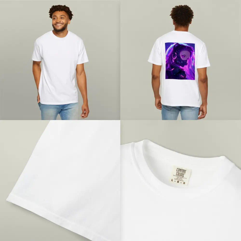 Cyberpunk Anime Girl Neon Purple Glow – T-Shirts