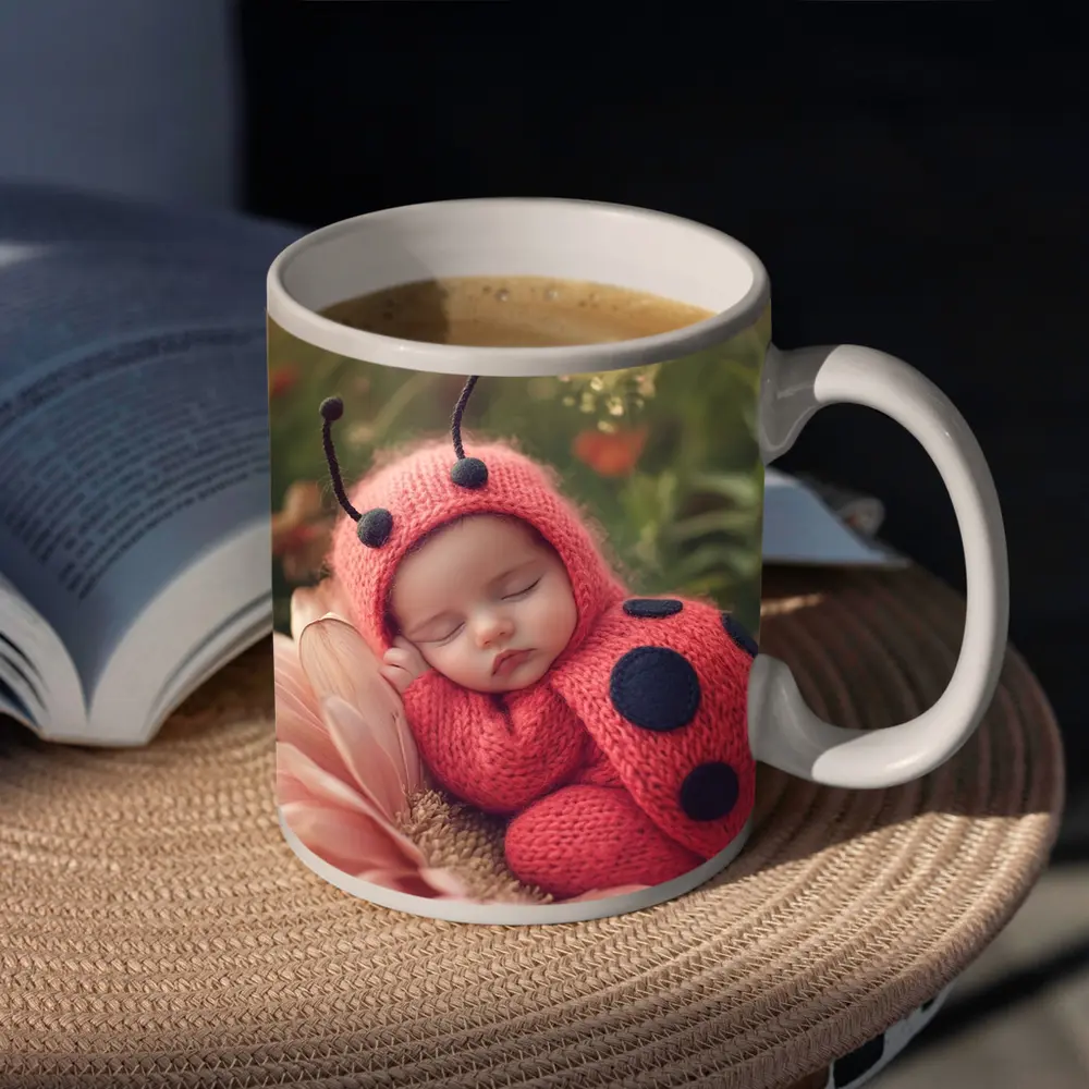 Sleeping Baby Ladybug Costume Flower Garden – Mugs