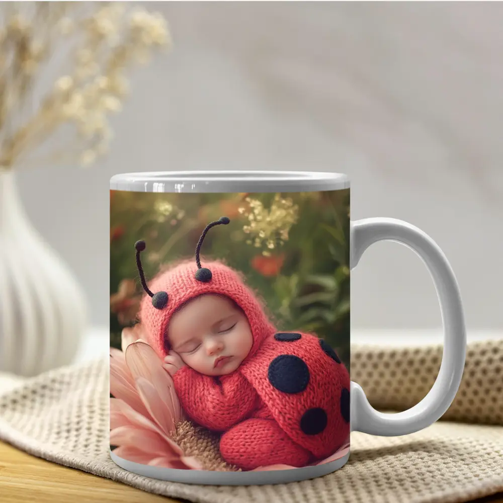 Sleeping Baby Ladybug Costume Flower Garden – Mugs