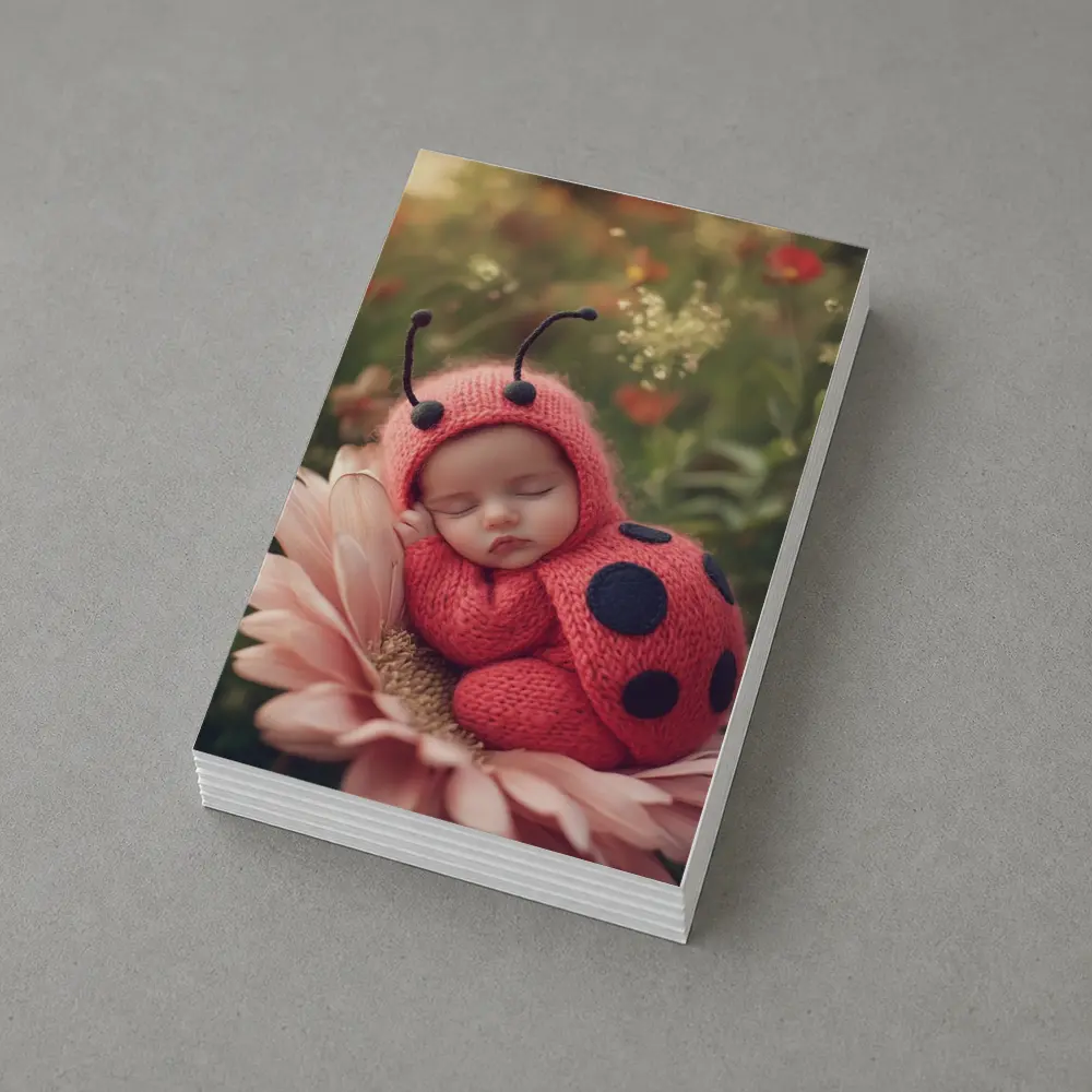 Sleeping Baby Ladybug Costume Flower Garden – Postcards