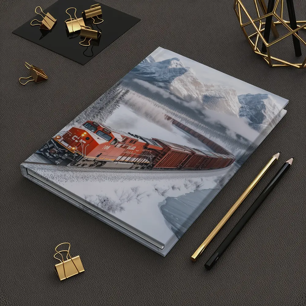 Red Freight Train Winter Mountain Forest – Notebooks