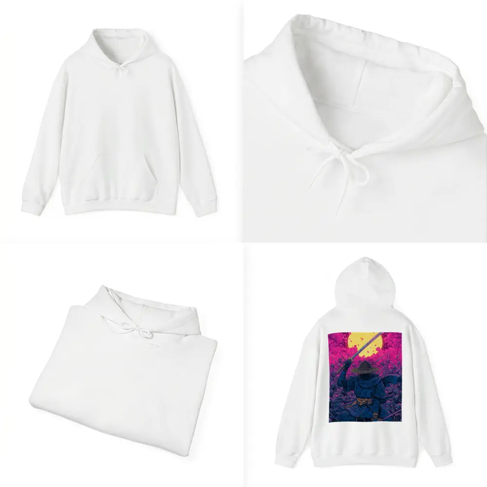 Samurai Warrior Rising Against Pink Moon – Hoodies