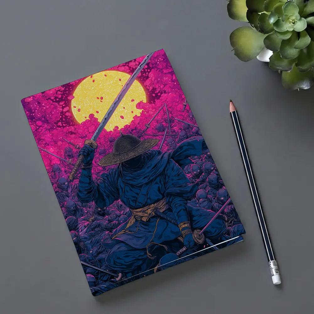 Samurai Warrior Rising Against Pink Moon – Notebooks
