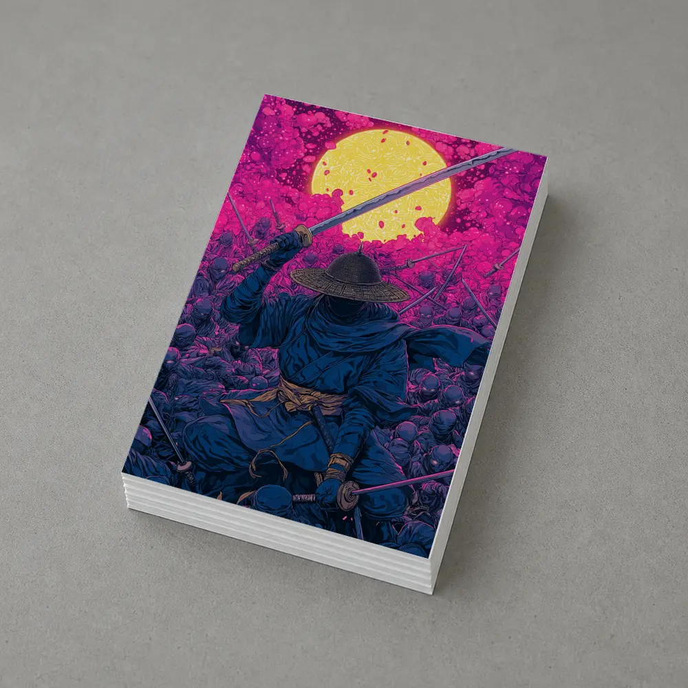 Samurai Warrior Rising Against Pink Moon – Postcards