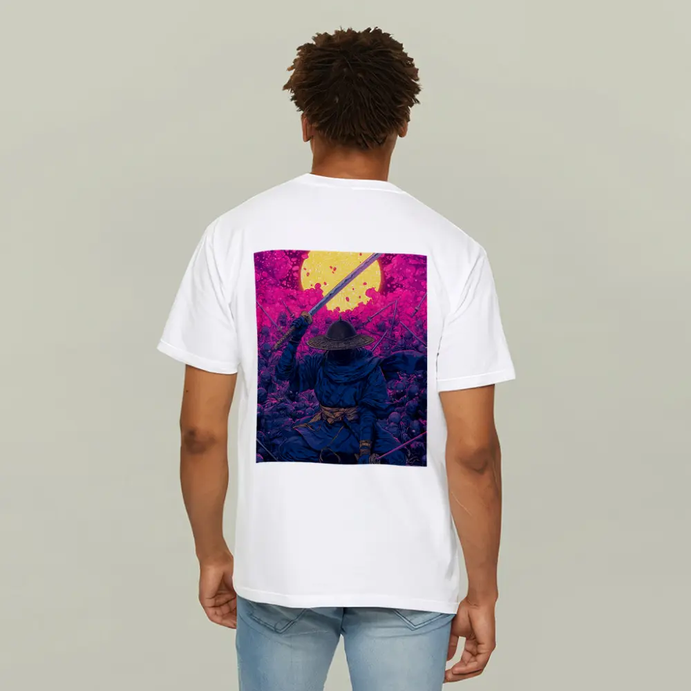 Samurai Warrior Rising Against Pink Moon – T-Shirts