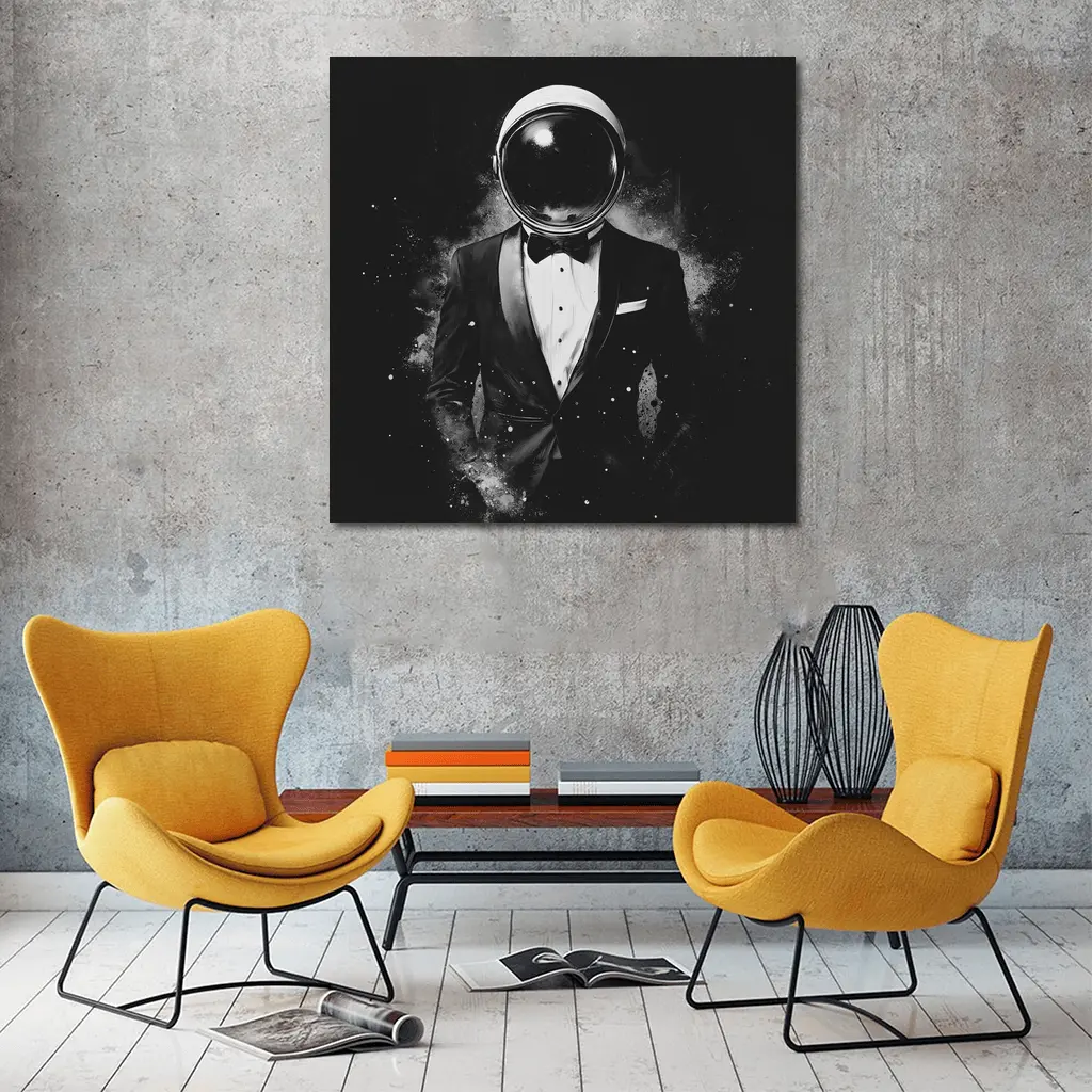 Astronaut Tuxedo Black White Space Art – Wall Art