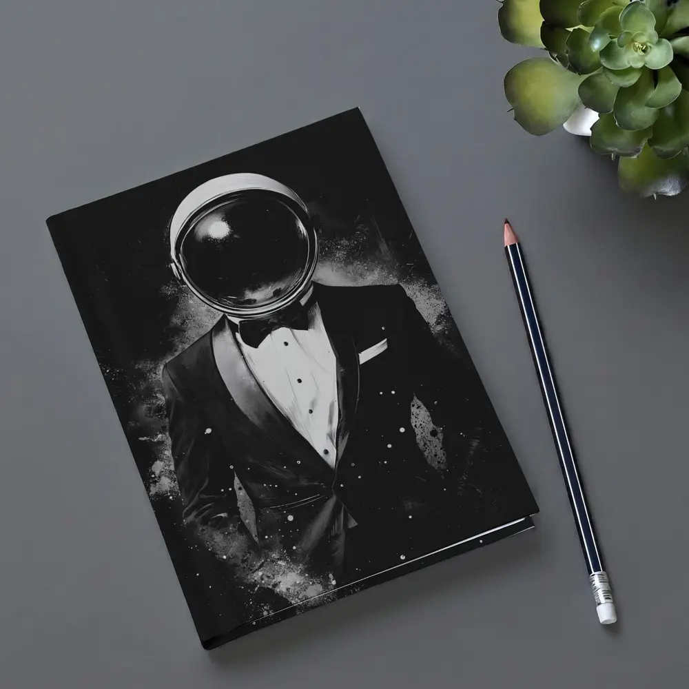 Astronaut Tuxedo Black White Space Art – Notebooks