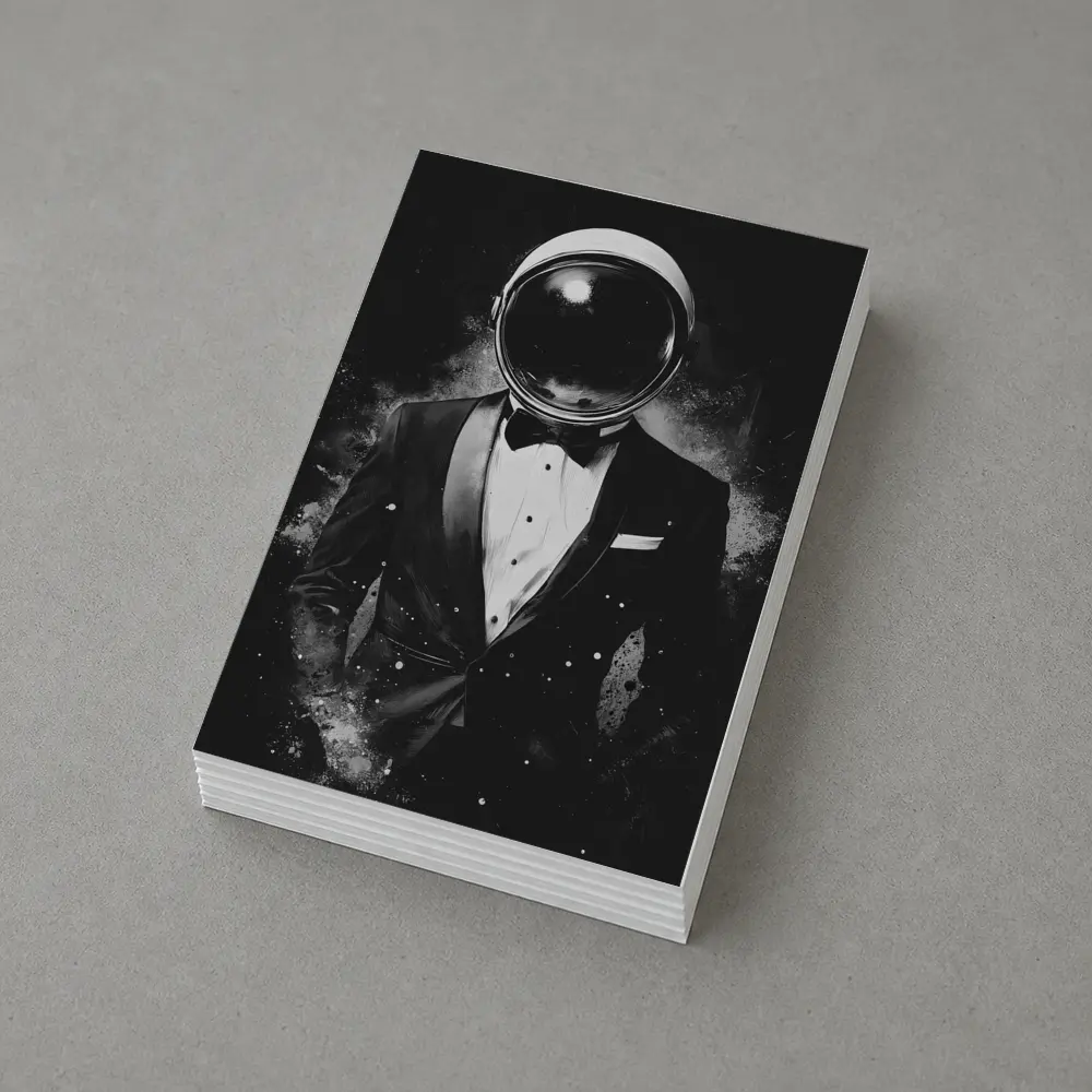 Astronaut Tuxedo Black White Space Art – Postcards