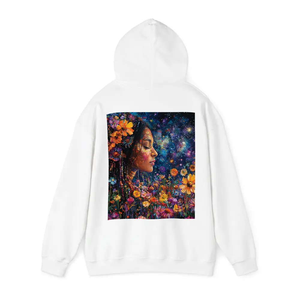 Woman Profile Wildflowers Cosmic Night Sky Art – Hoodies