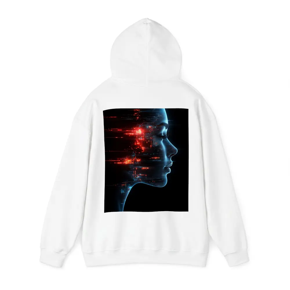 AI Woman Face Digital Circuit Technology Art – Hoodies