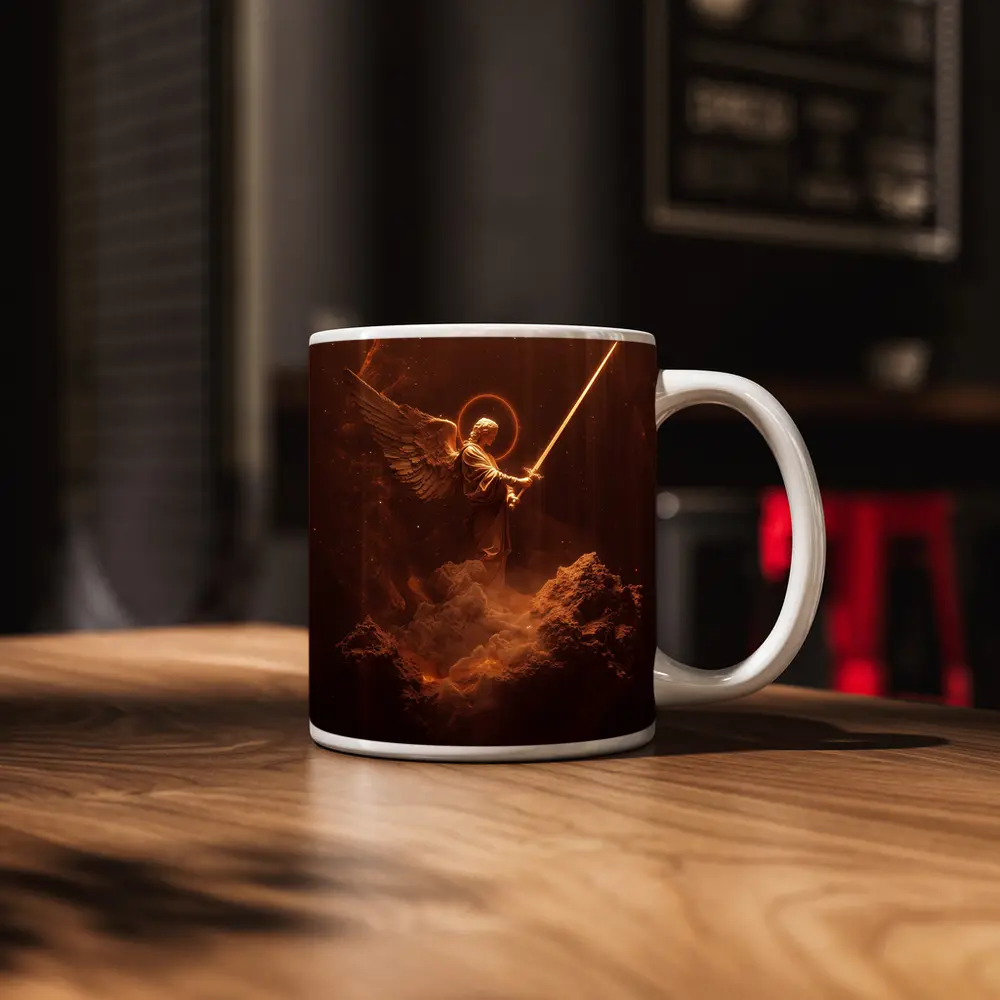 Archangel Warrior With Sword Golden Cosmic – Mugs