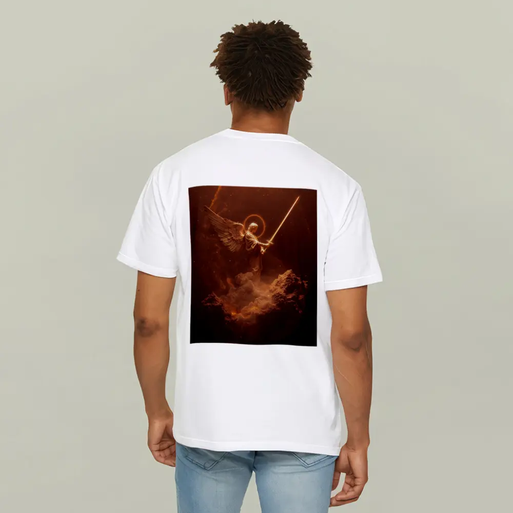 Archangel Warrior With Sword Golden Cosmic – T-Shirts