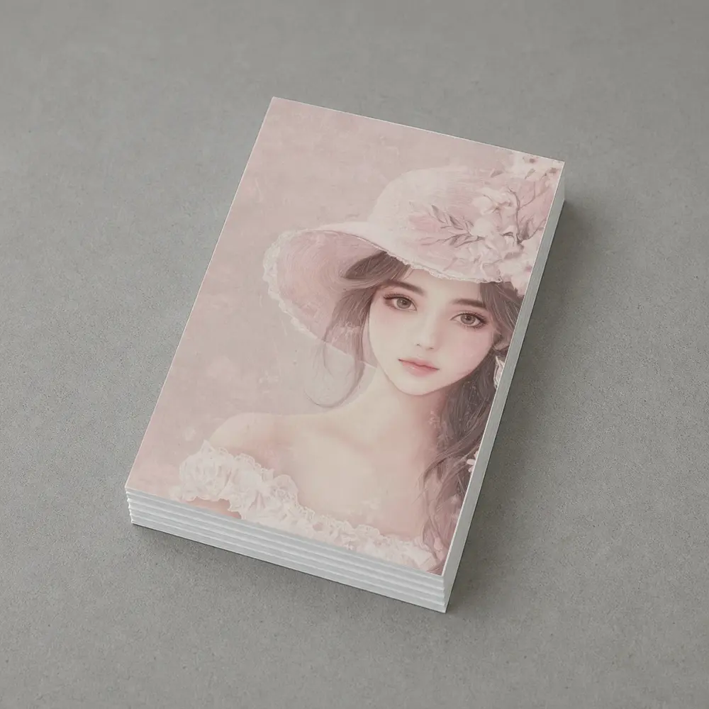 Elegant Girl Pink Floral Hat Portrait Art – Postcards
