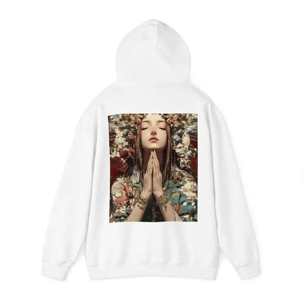 Praying Woman Ornate Floral Headdress Fantasy Art – Hoodies