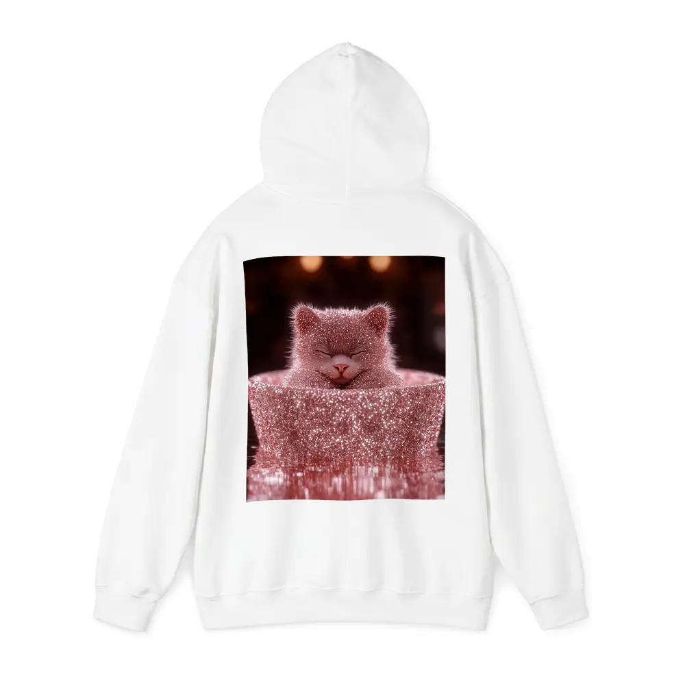Glittery Pink Cat Sitting In Box – Hoodies