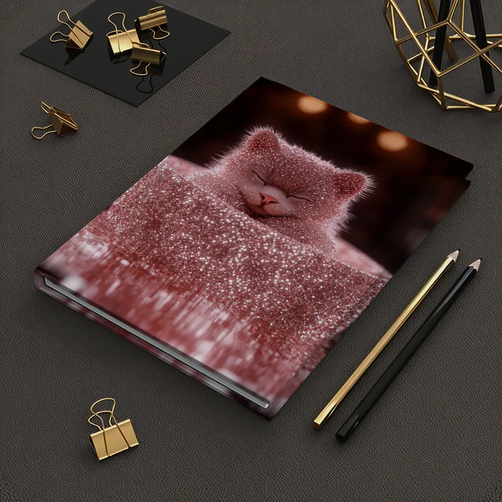 Glittery Pink Cat Sitting In Box – Notebooks
