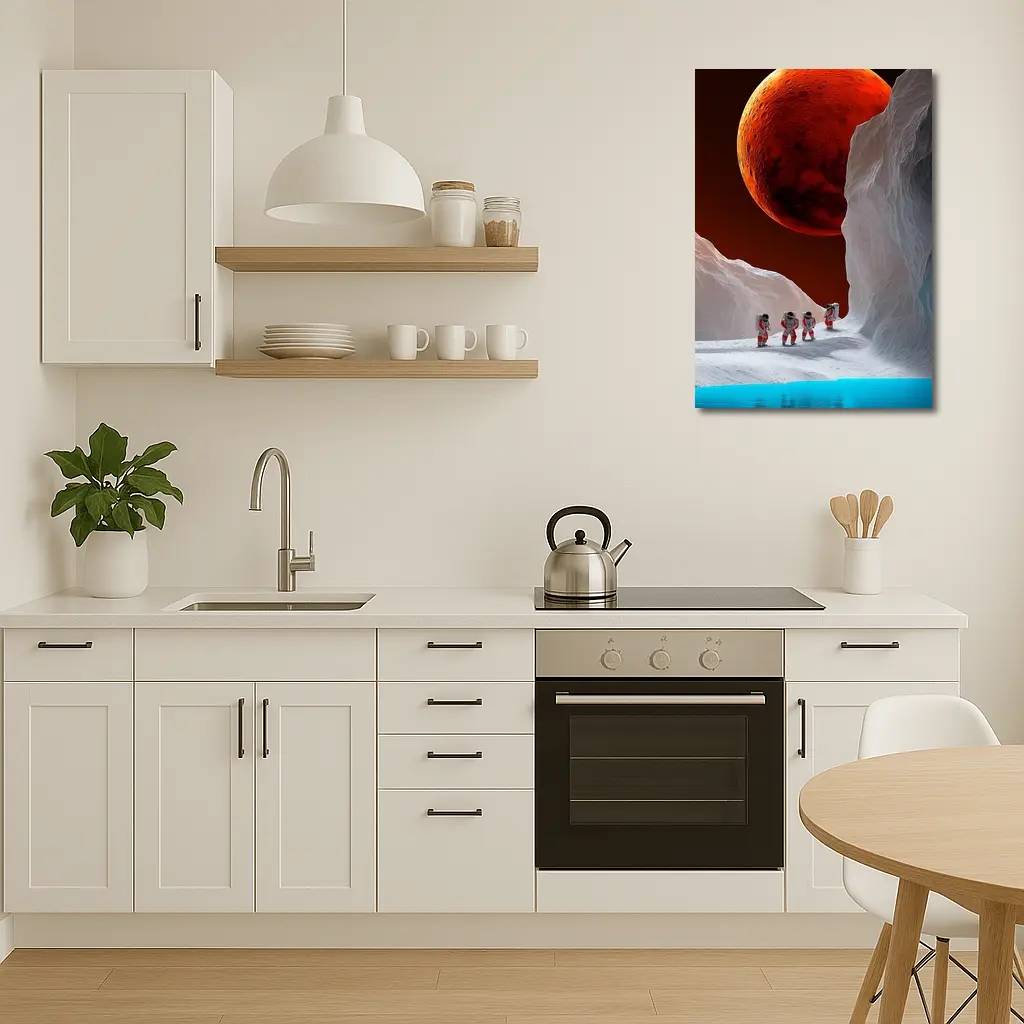 Astronauts Walking On Alien Ice Planet – Wall Art