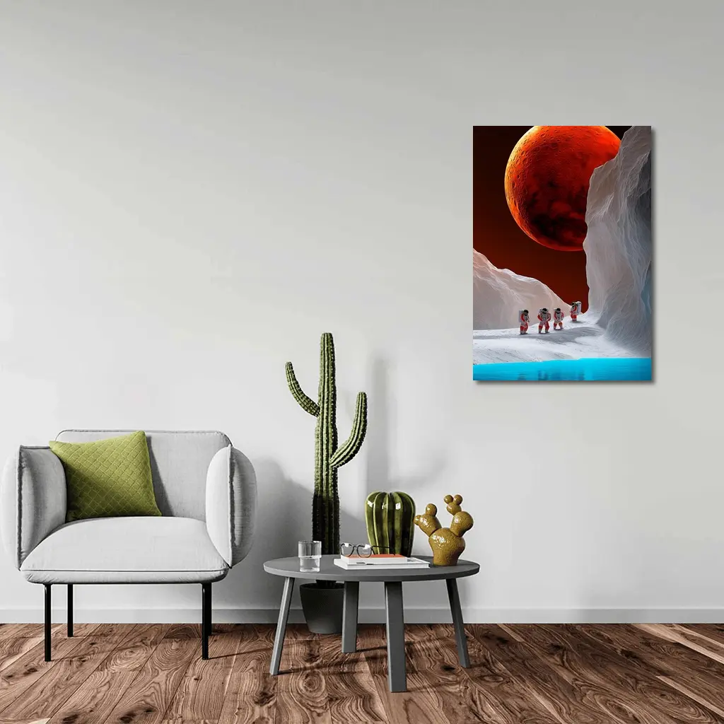 Astronauts Walking On Alien Ice Planet – Wall Art