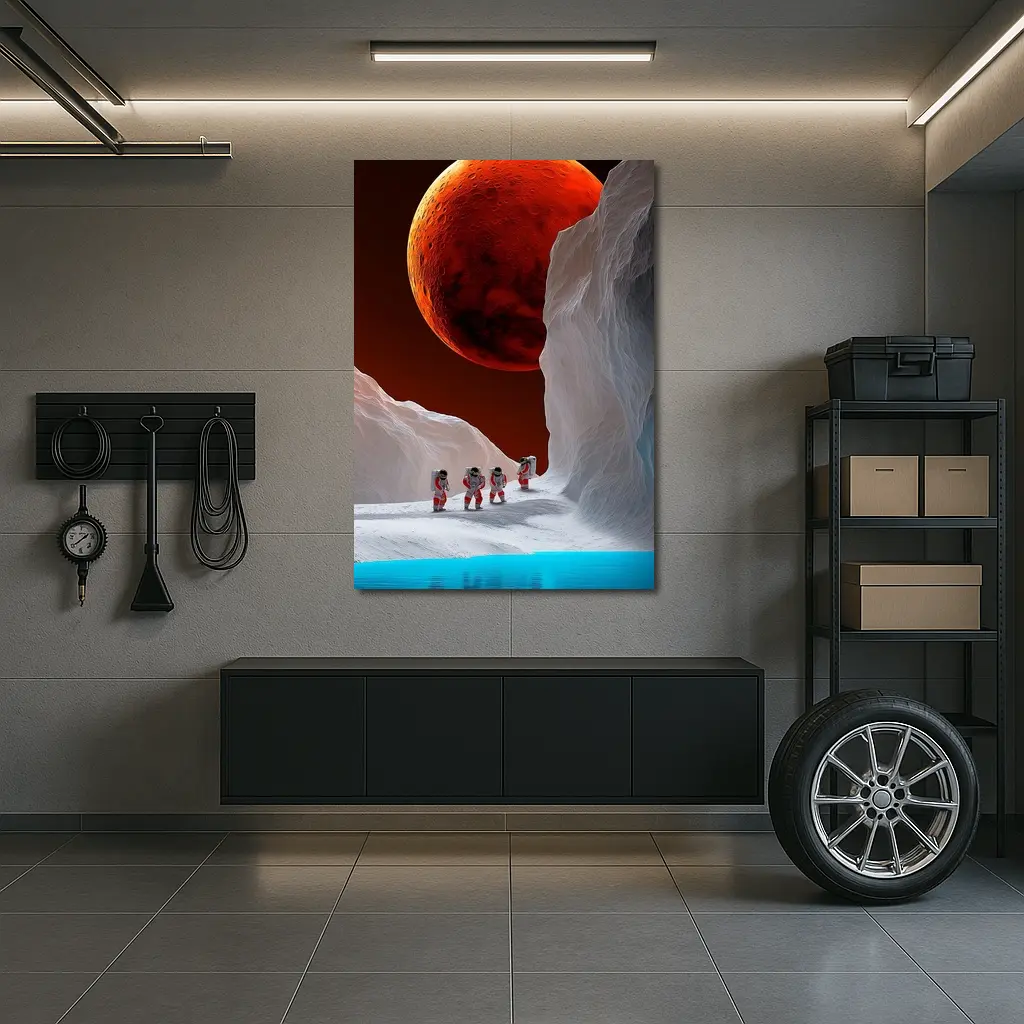 Astronauts Walking On Alien Ice Planet – Wall Art