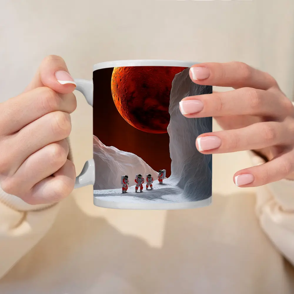 Astronauts Walking On Alien Ice Planet – Mugs