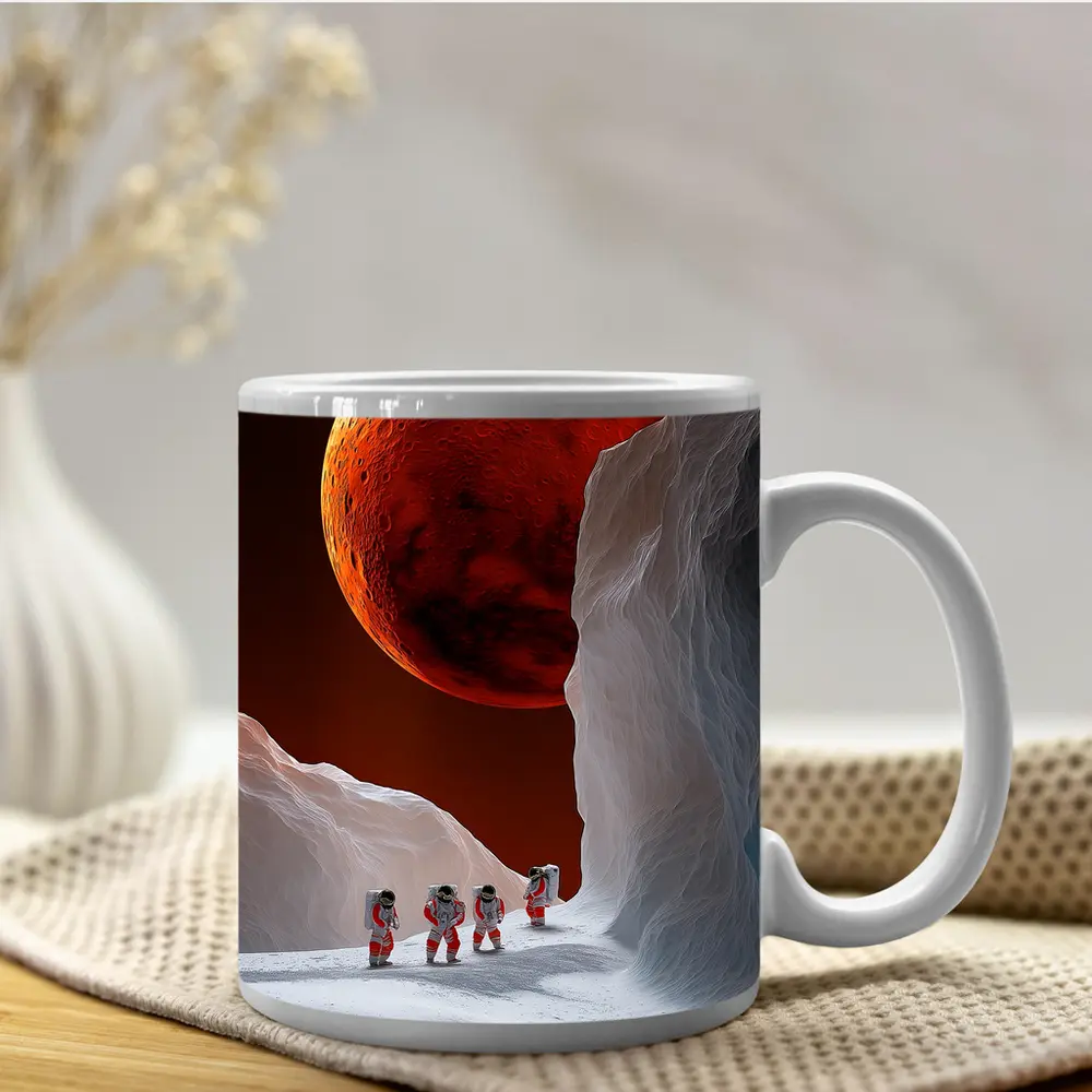 Astronauts Walking On Alien Ice Planet – Mugs