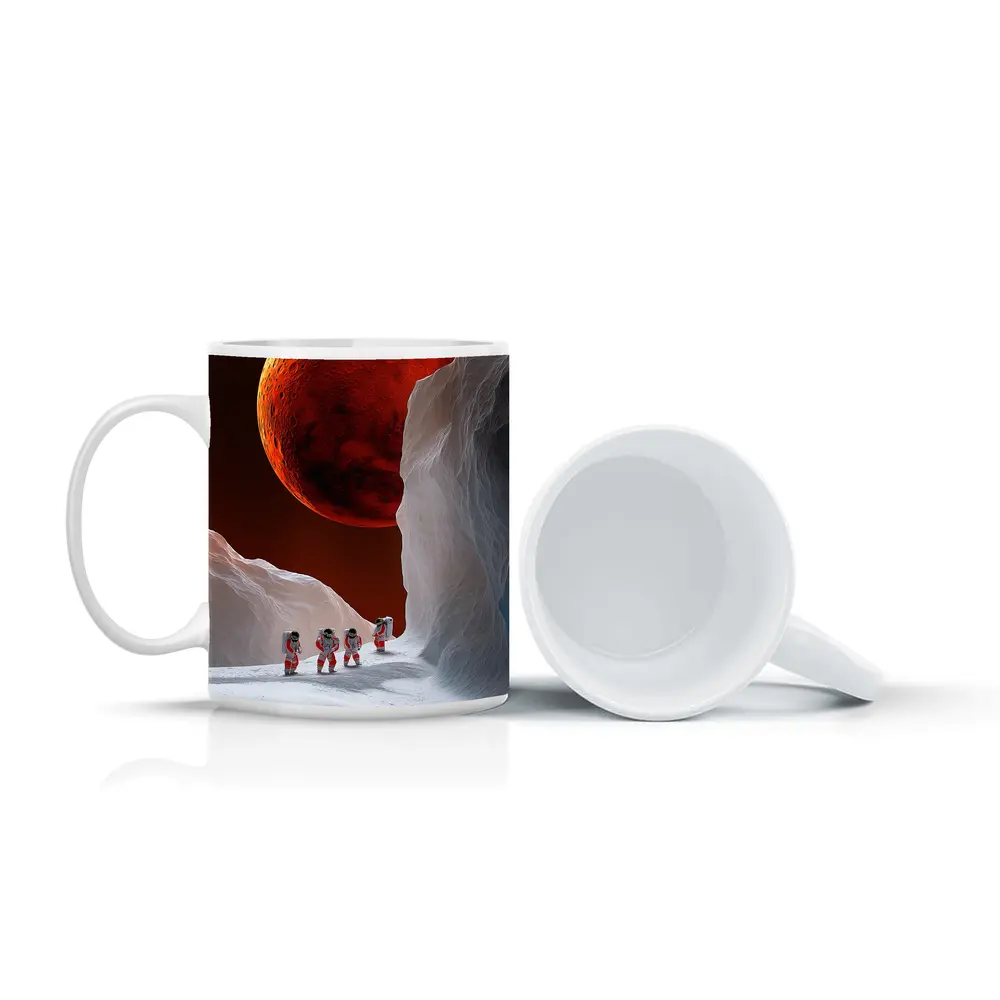 Astronauts Walking On Alien Ice Planet – Mugs