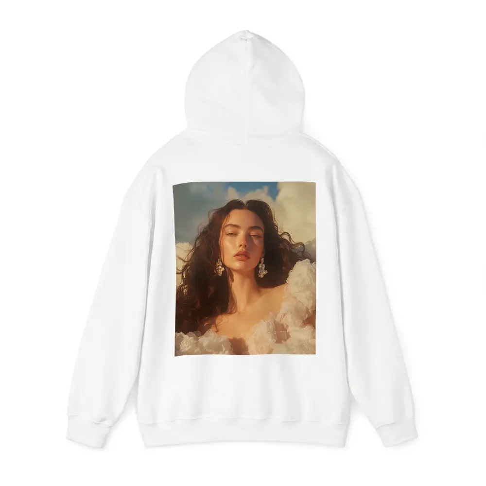 Woman in White Dress Against Blue Sky – Hoodies
