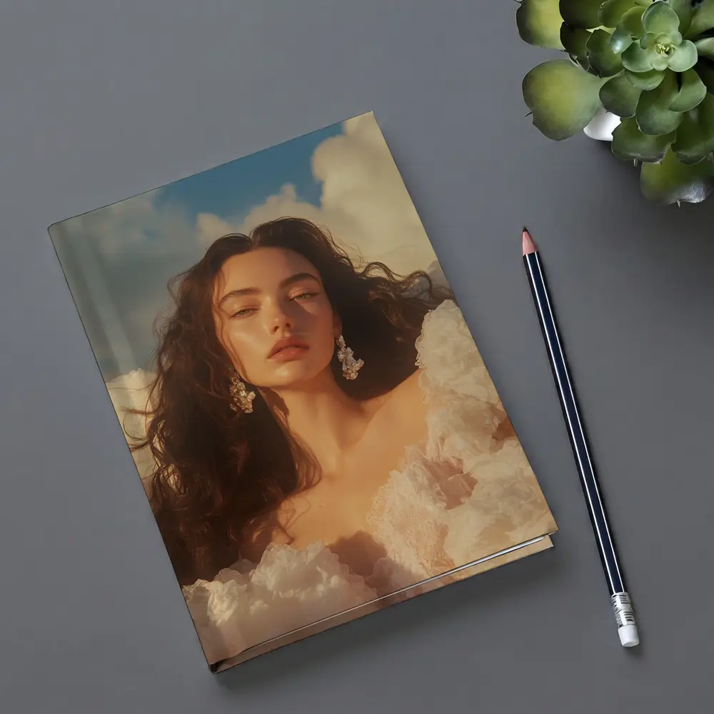 Woman in White Dress Against Blue Sky – Notebooks