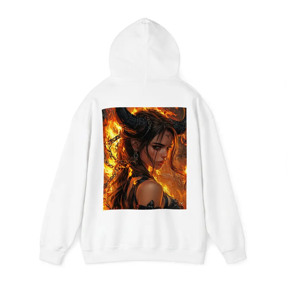 Demon Girl With Horns Fire Fantasy Art – Hoodies