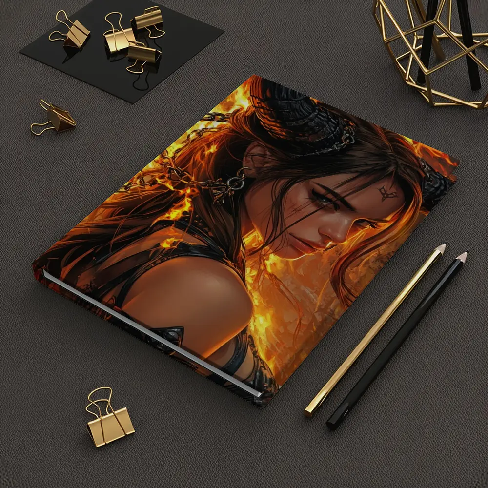 Demon Girl With Horns Fire Fantasy Art – Notebooks