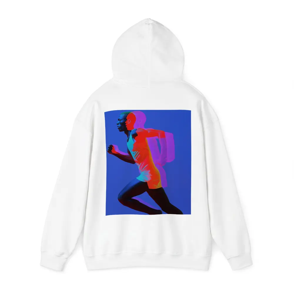 Runner Double Exposure Neon Blue Background – Hoodies