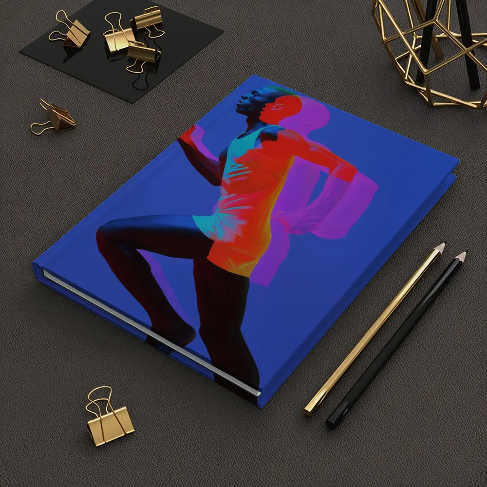 Runner Double Exposure Neon Blue Background – Notebooks
