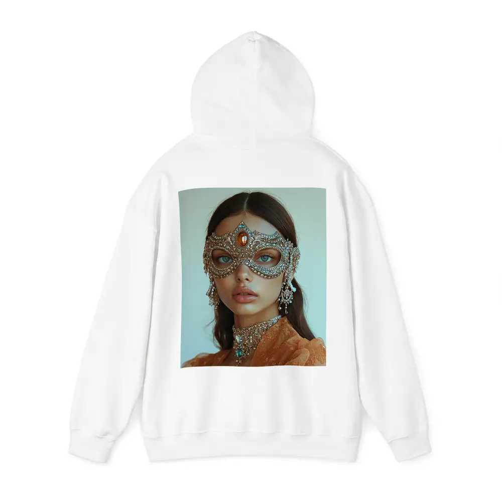 Woman Jeweled Masquerade Mask Orange Dress – Hoodies