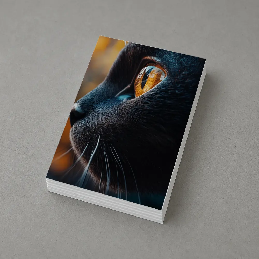 Black Cat Golden Eye Close Up Portrait – Postcards