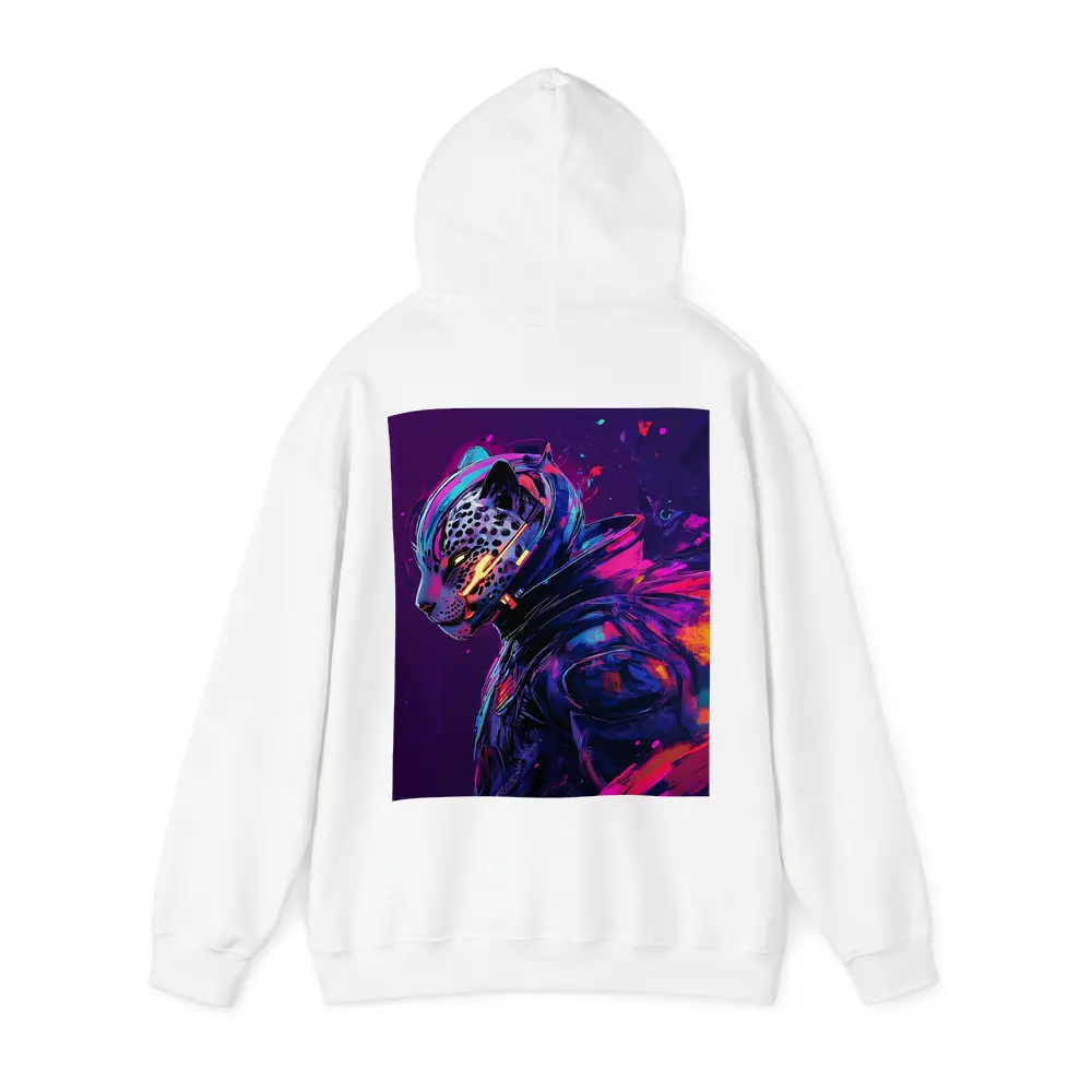 Cyberpunk Leopard Warrior Purple Neon Background – Hoodies