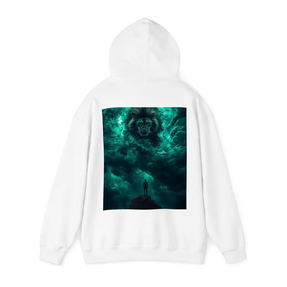Lion Spirit Emerges From Teal Storm Clouds – Hoodies
