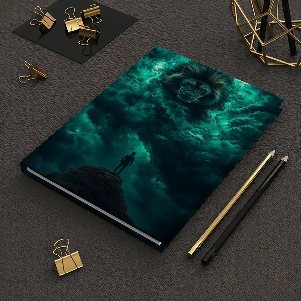 Lion Spirit Emerges From Teal Storm Clouds – Notebooks
