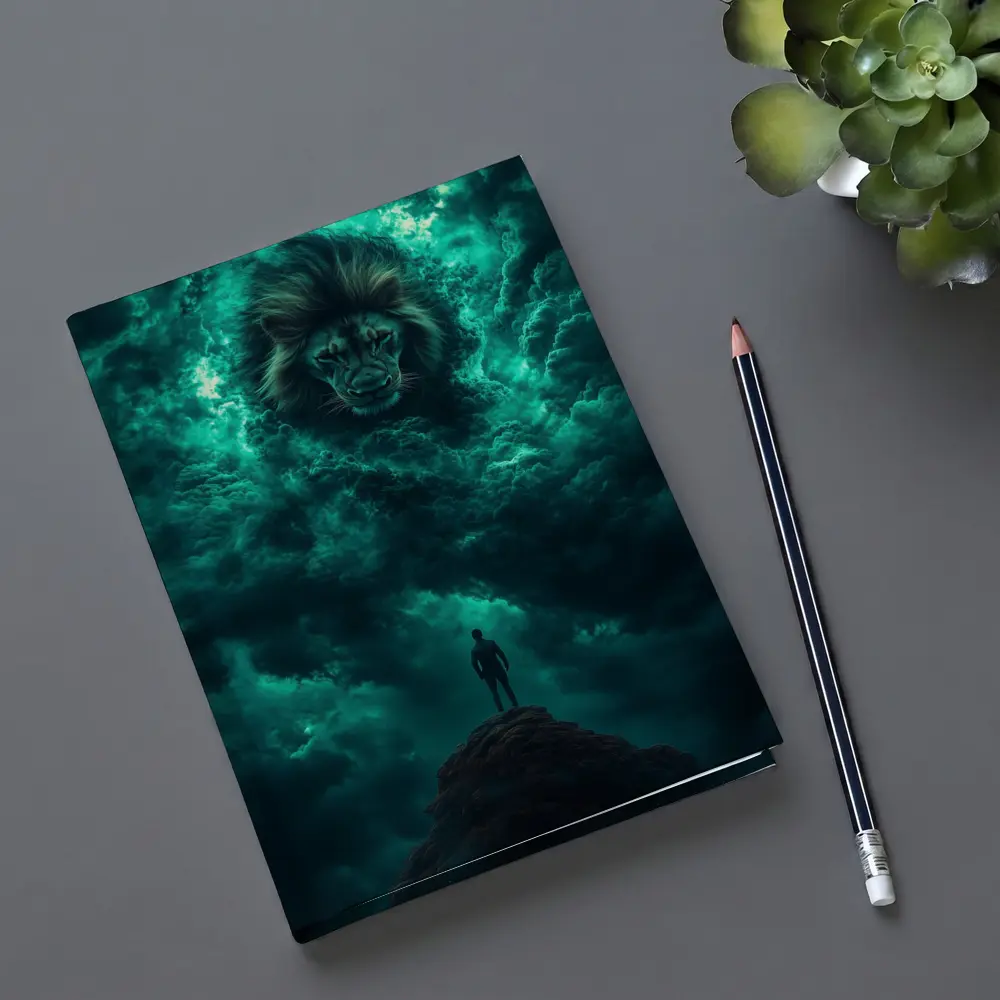 Lion Spirit Emerges From Teal Storm Clouds – Notebooks