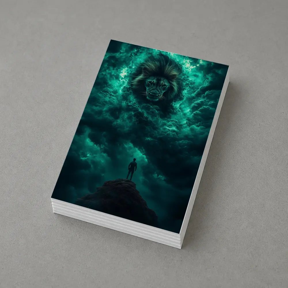 Lion Spirit Emerges From Teal Storm Clouds – Postcards