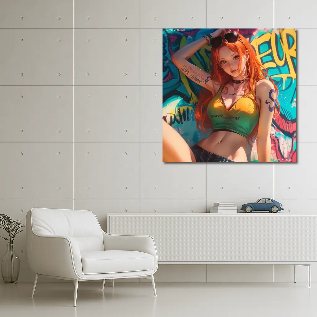 Anime Girl Graffiti Wall Cyberpunk Summer – Wall Art