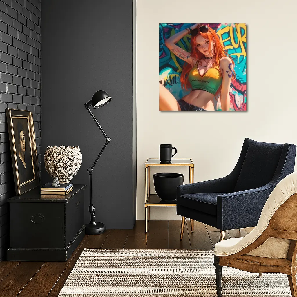 Anime Girl Graffiti Wall Cyberpunk Summer – Wall Art